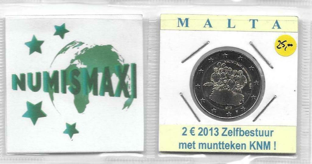 2 euro Malta 2013 met muntteken KNM, Ophalen of Verzenden, Malta, 2 euro