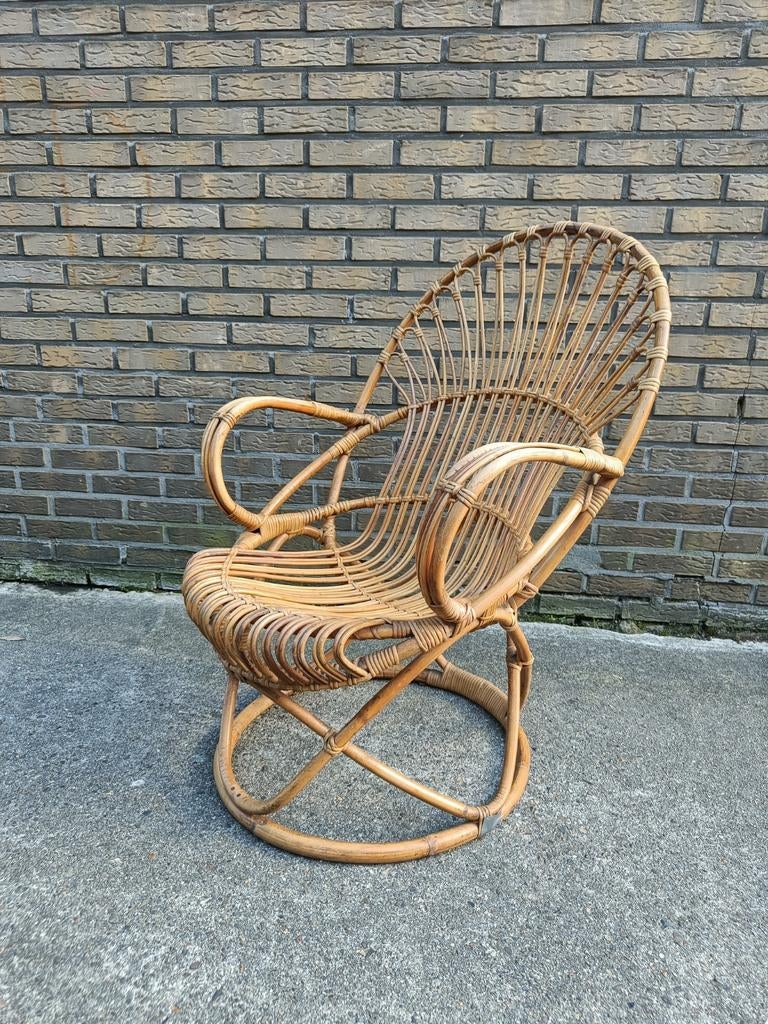 Vintage rotan stoel Rohe Noordwolde jaren 60, Antiquités & Art, Antiquités | Meubles | Chaises & Canapés, Enlèvement