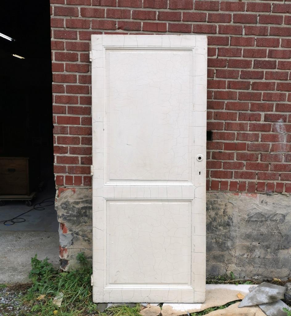 Porte à panneau antique lourde en chêne H 204 L 87, Bricolage & Construction, Porte intérieure, Enlèvement, Bois, 200 à 215 cm