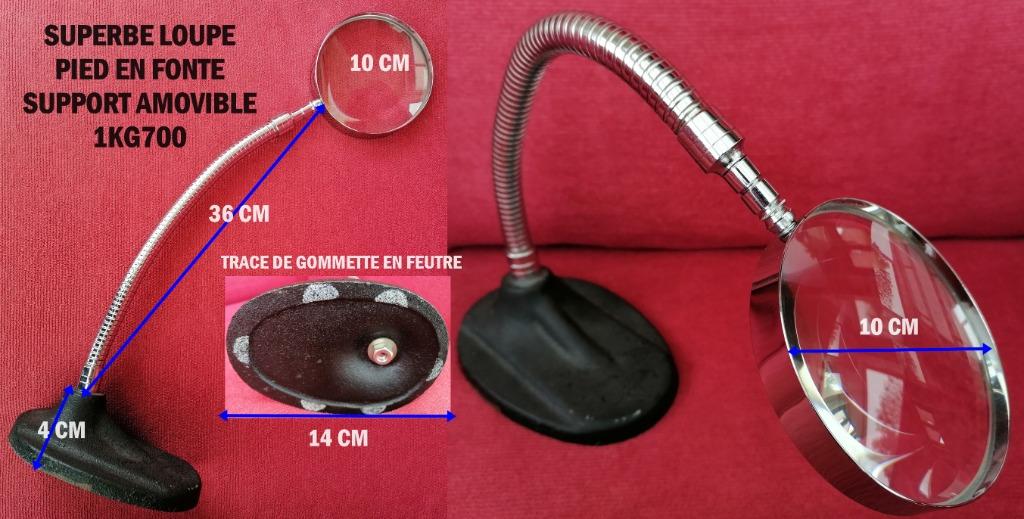 SUPERBE LOUPE- PIED EN FONTE - 50 CM, Enlèvement ou Envoi, Comme neuf, Loupe