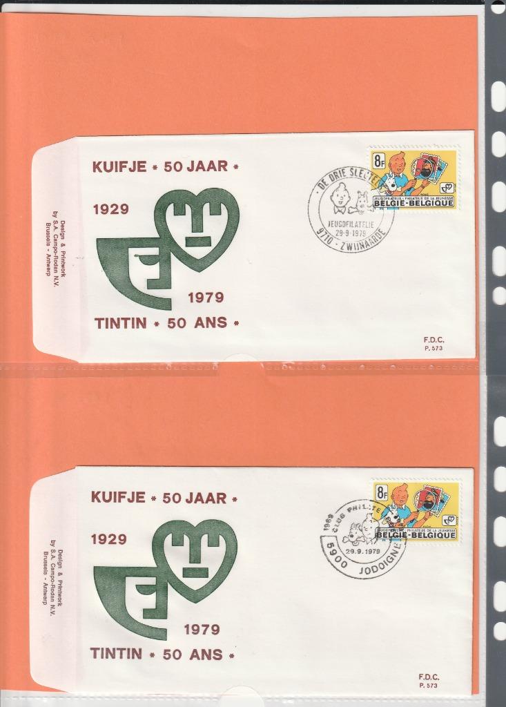 Tintin 2 FDC et 1 CM, Envoi