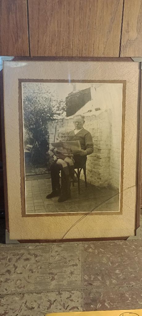 Photo ancienne, grand père et petit fils, 24x32, n400, Antiquités & Art, Art | Dessins & Photographie, Enlèvement ou Envoi, Photo
