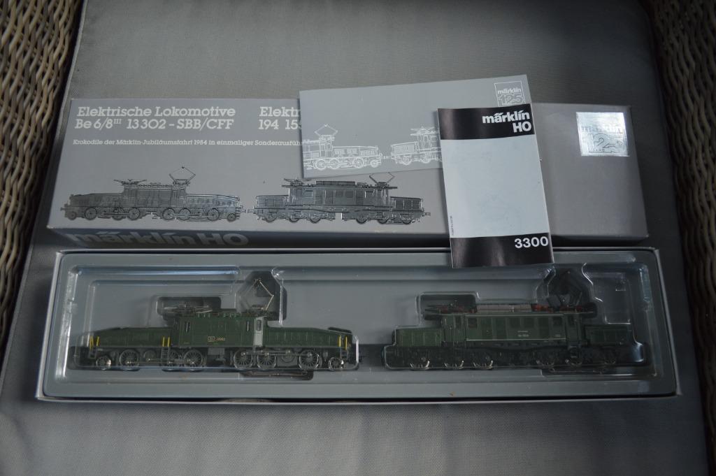 Märklin 3300 : dubbelset krokodil in okt, Wisselstroom, Locomotief, Ophalen of Verzenden, Zo goed als nieuw