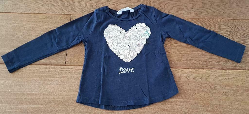 Blauwe shirt lange mouwen H&M 104, Kinderen en Baby's, Kinderkleding | Maat 104, Gebruikt, Meisje, H&M, Ophalen of Verzenden