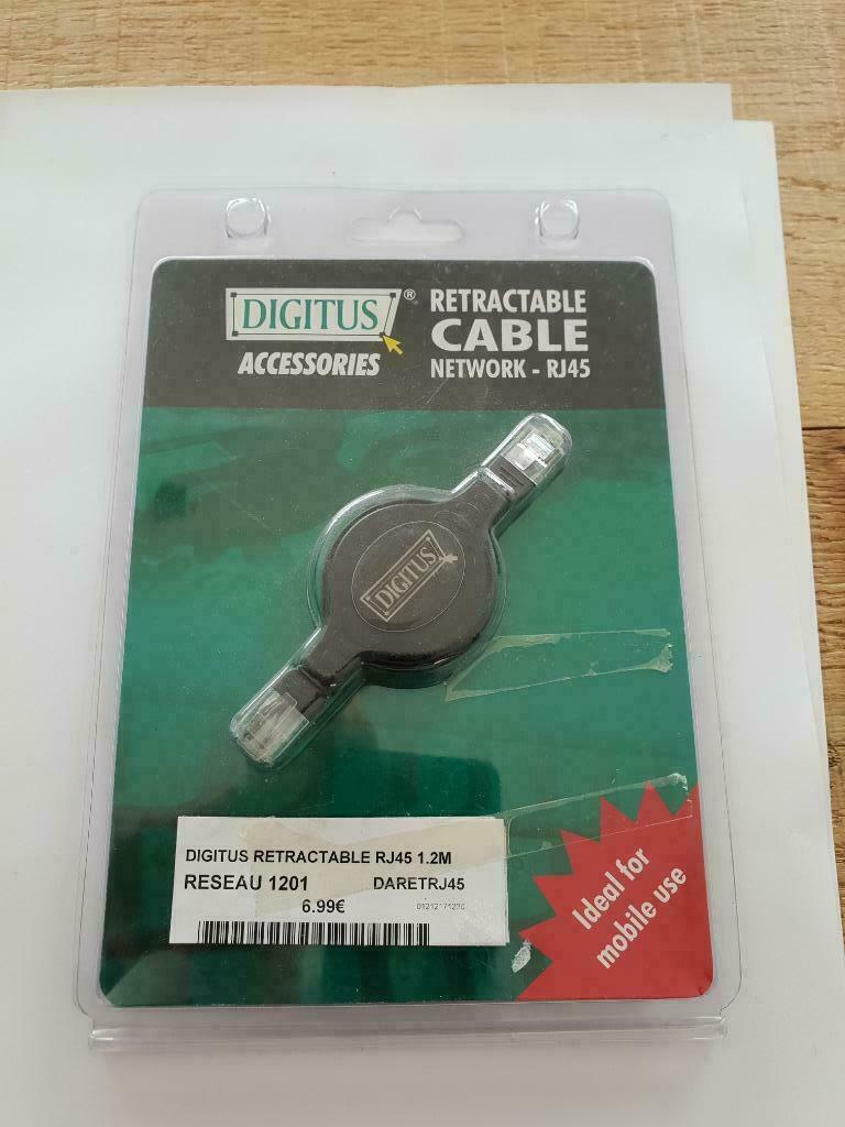 -Cable RJ45 -Retractable-1.2m-neuf et emballage origine, Informatique & Logiciels, Pc & Câble réseau, Enlèvement ou Envoi, Neuf