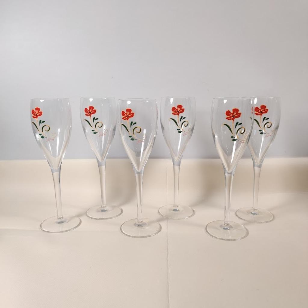 6 Dauby champagne glazen nieuwstaat zeldzaam., Ophalen of Verzenden