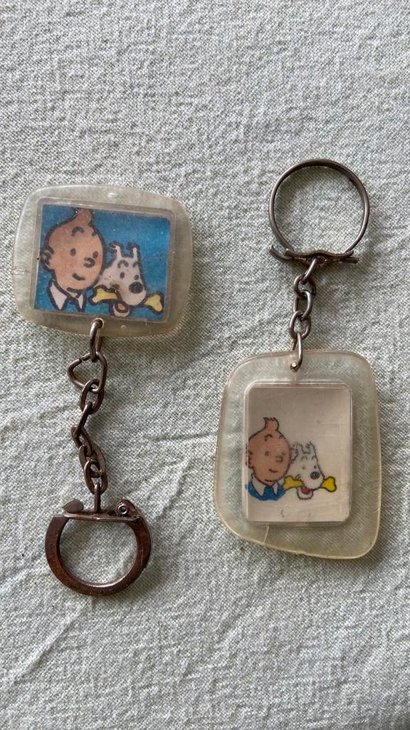 2 antieke sleutelhangers van Kuifje, Ophalen of Verzenden, Gebruikt