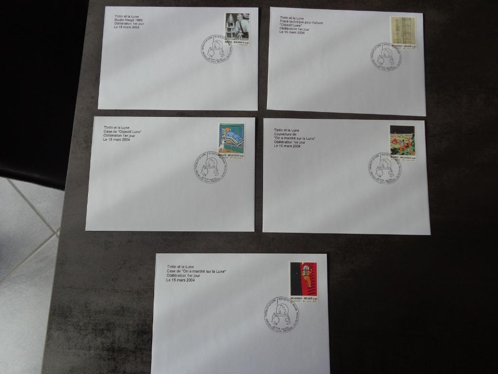 5 enveloppes avec oblitération spéciale Tintin et la Lune, Enlèvement