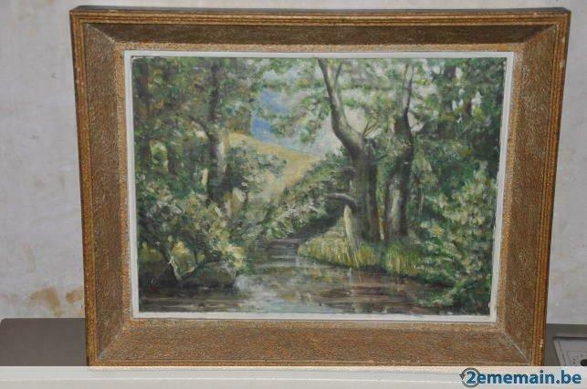 peinture sur panneau "ruisseau sous bois", Enlèvement ou Envoi