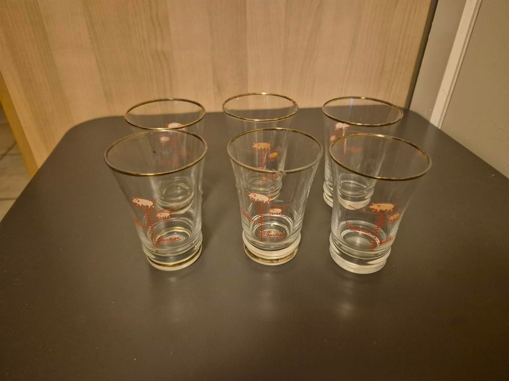 Set de 6 verres cristal Gentlemen ladies cochons vintage, Collections, Enlèvement
