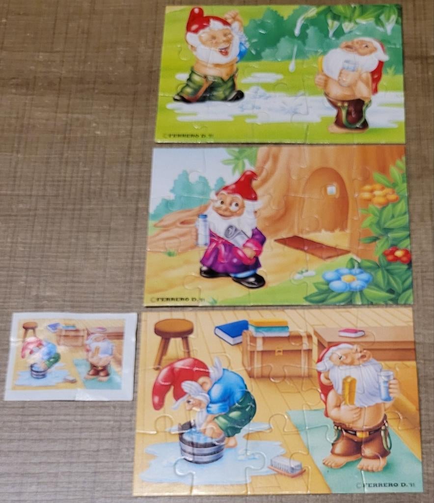 Ferrero kabouters: 3 mini-puzzels, Ophalen of Verzenden, Zo goed als nieuw