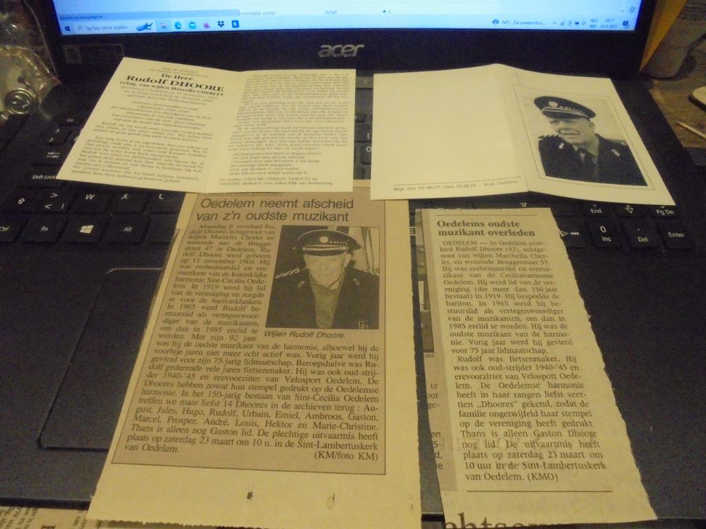 dp Rudolf Dhoore, Ophalen of Verzenden, Bidprentje