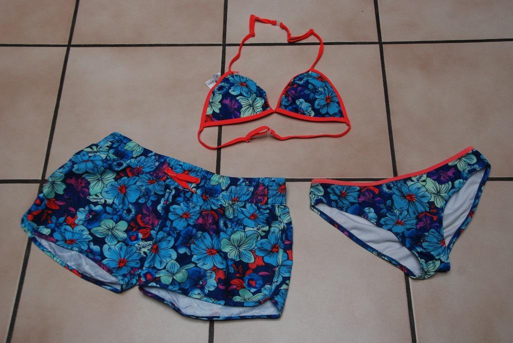 2-delig bikinibadpak en blauwe shorts T164 of 13/14A, Meisje, Sport- of Zwemkleding, Ophalen of Verzenden, Zo goed als nieuw