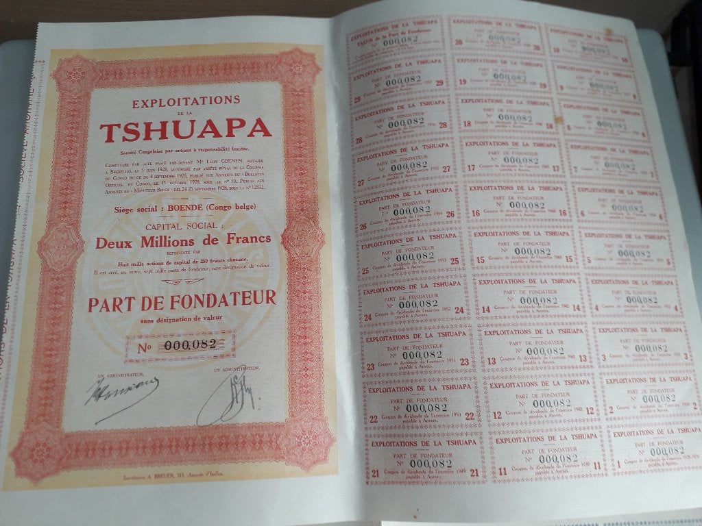 Tshuapa --oude aandelen ( Congo Belge), Collections, Collections Autre, Enlèvement ou Envoi, Comme neuf