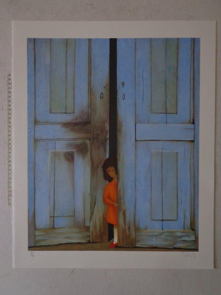 typische litho van Jef Wauters "De rode schoentjes" 1999, Antiquités & Art, Art | Lithographies & Sérigraphies, Enlèvement ou Envoi