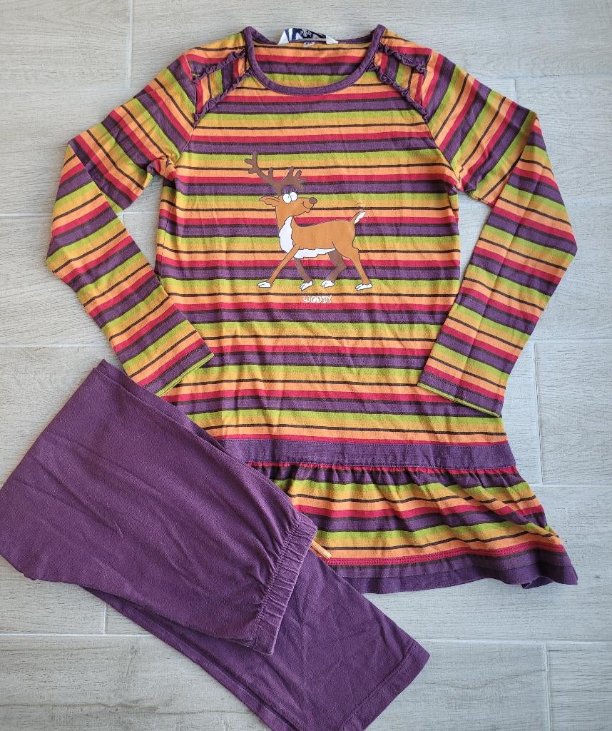 Warme pyjama "Hert" - Woody - maat 128, Kinderen en Baby's, Kinderkleding | Maat 128, Nacht- of Onderkleding, Meisje, Ophalen of Verzenden