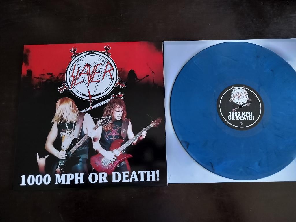 SLAYER - 1000 MPH OR DEATH - 2 lp color vinyl, Cd's en Dvd's, Vinyl | Hardrock en Metal, Inclusief poster, Ophalen of Verzenden