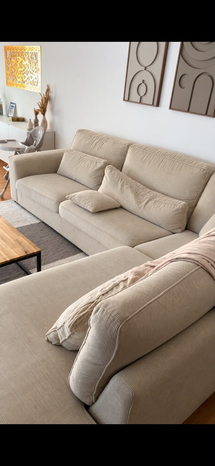 Canapé d’angle beige – très bon état, Enlèvement, Comme neuf