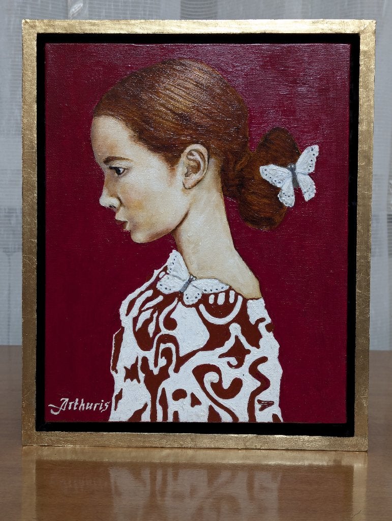 "Portret van een jong meisje" Schilderij, Antiek en Kunst, Verzenden
