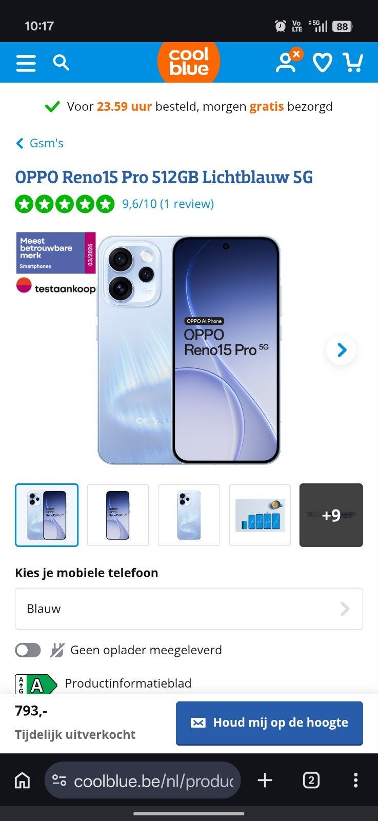 oppo Reno 15 pro, Enlèvement