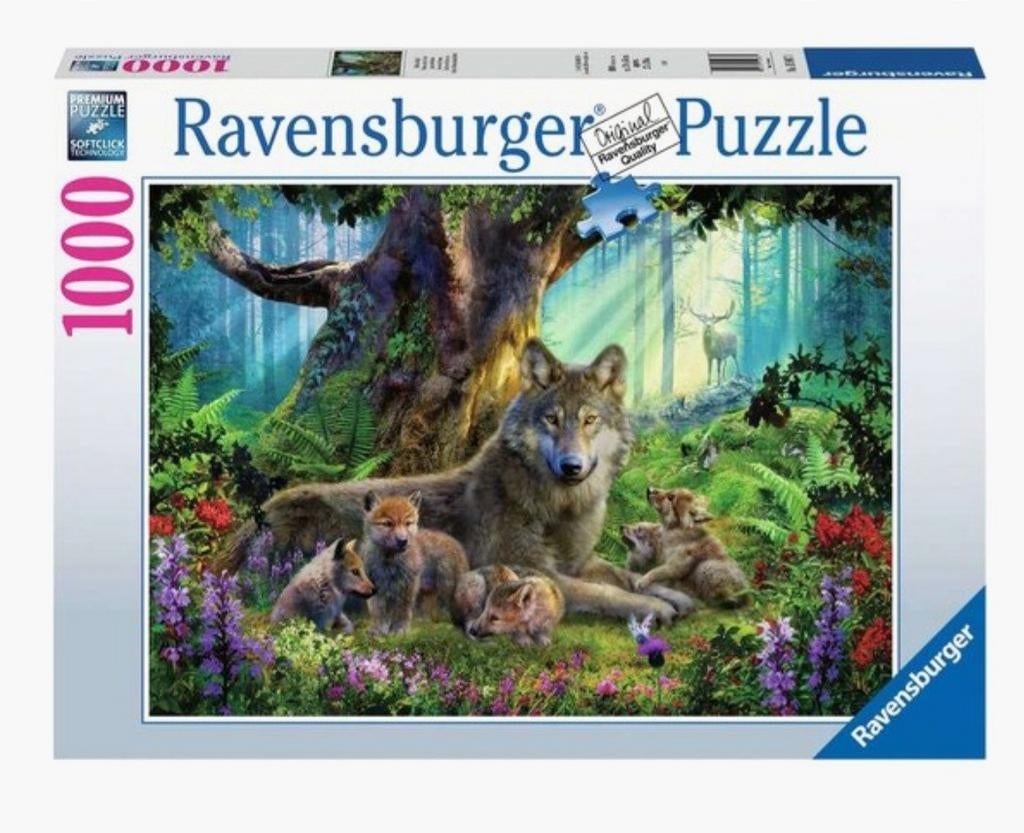 Puzzels 1000 stuks wolf met welpjes, Hobby en Vrije tijd, Ophalen