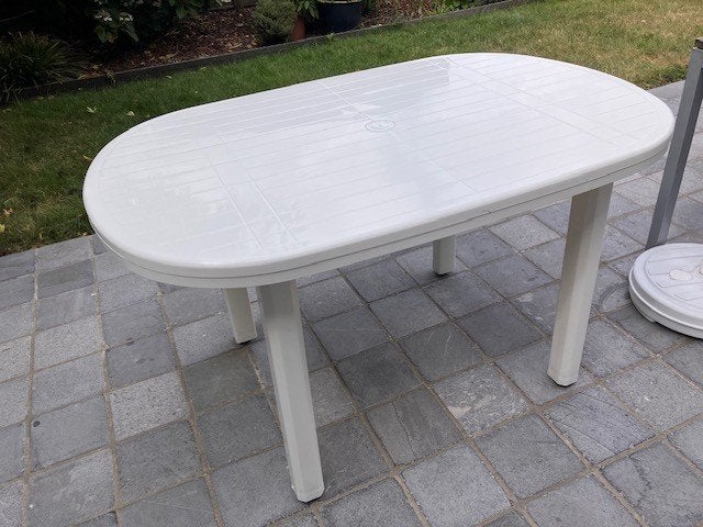 tuintafel, Jardin & Terrasse, Tables de jardin, Enlèvement, Comme neuf, Ovale, Synthétique