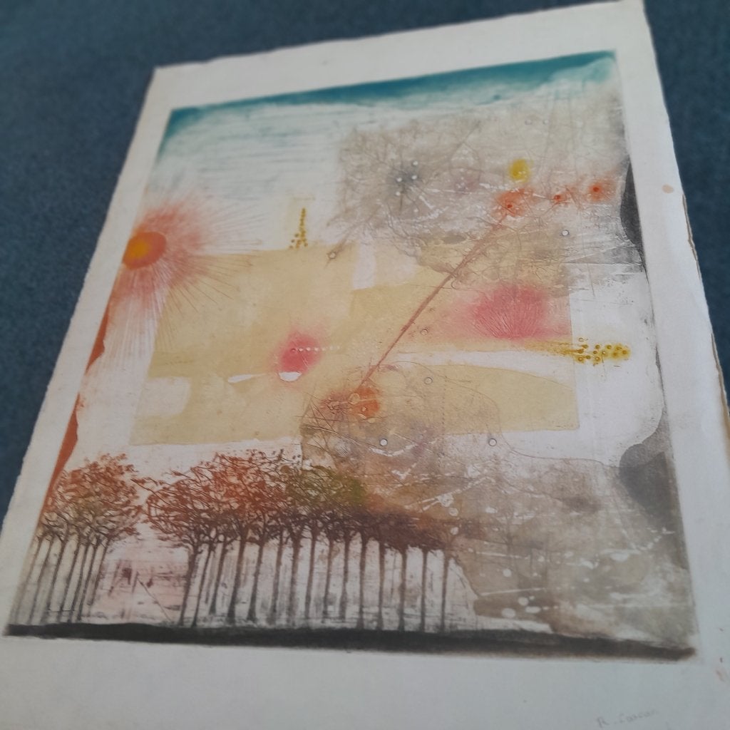 Gravure  René CARCAN, Antiek en Kunst, 57 cm, 1950 - 1999, Gravure, Flora en Fauna