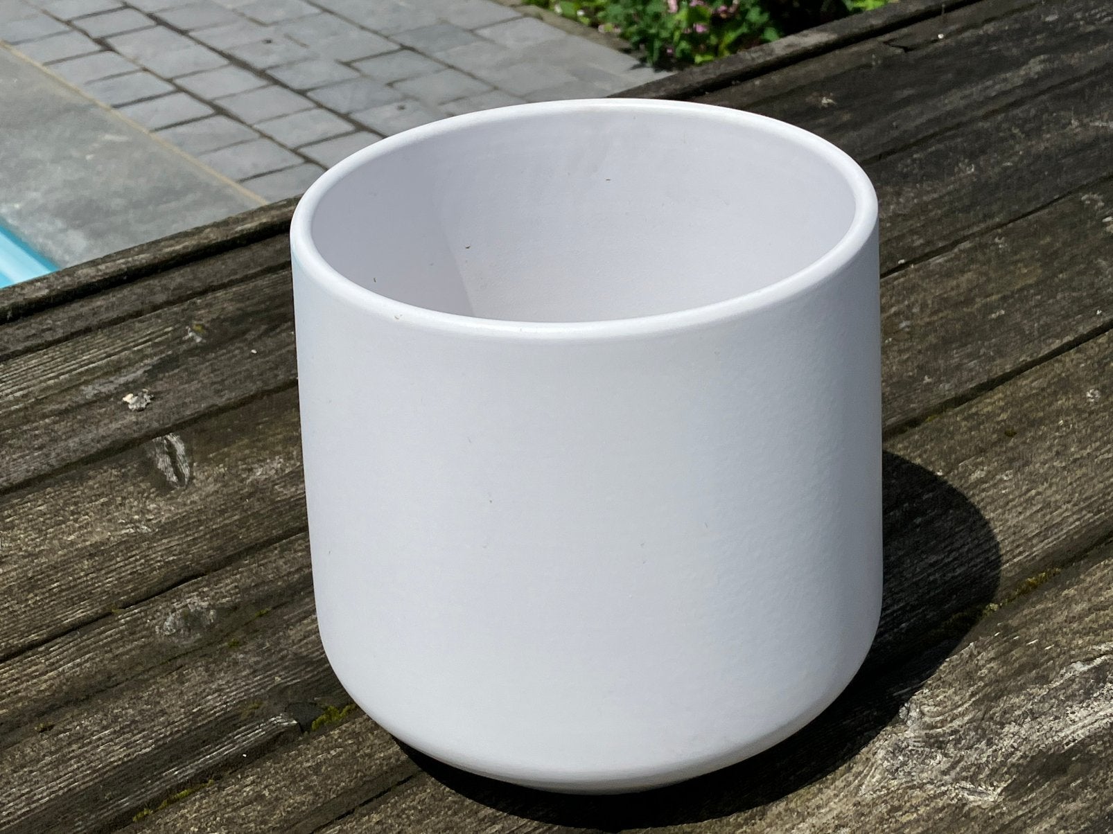 Pot de fleurs blanc plus grand., Jardin & Terrasse, Enlèvement, Comme neuf