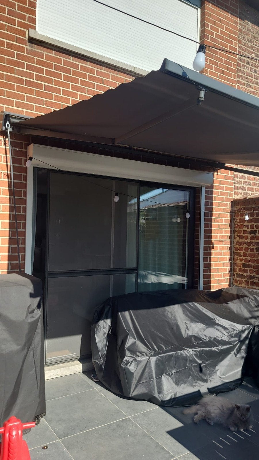 Handmatige zonnetent voor wandmontage., Tuin en Terras, 150 tot 300 cm, Ophalen, 250 cm tot 450 cm, Knikarmscherm