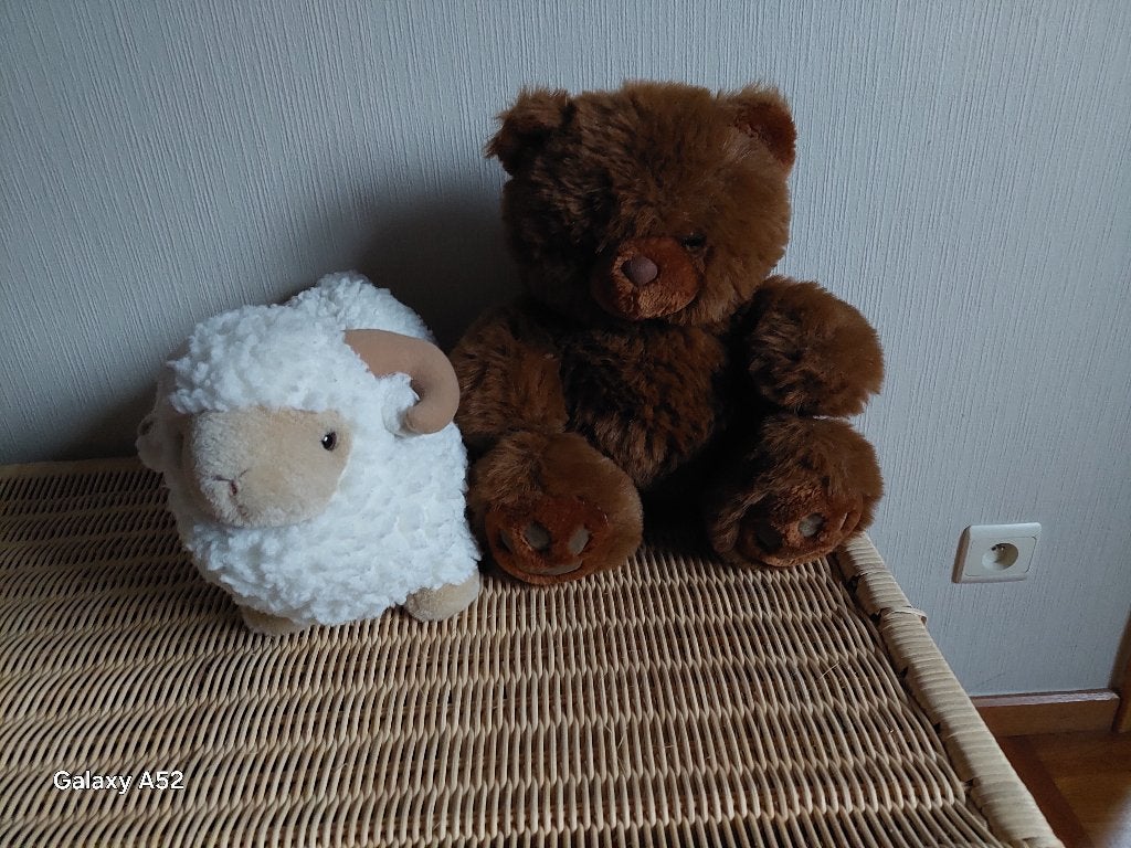 2 grote knuffels van 30 cm in nieuwstaat: beer, schaap, Overige merken, Overige karakters, Beer, Ophalen of Verzenden