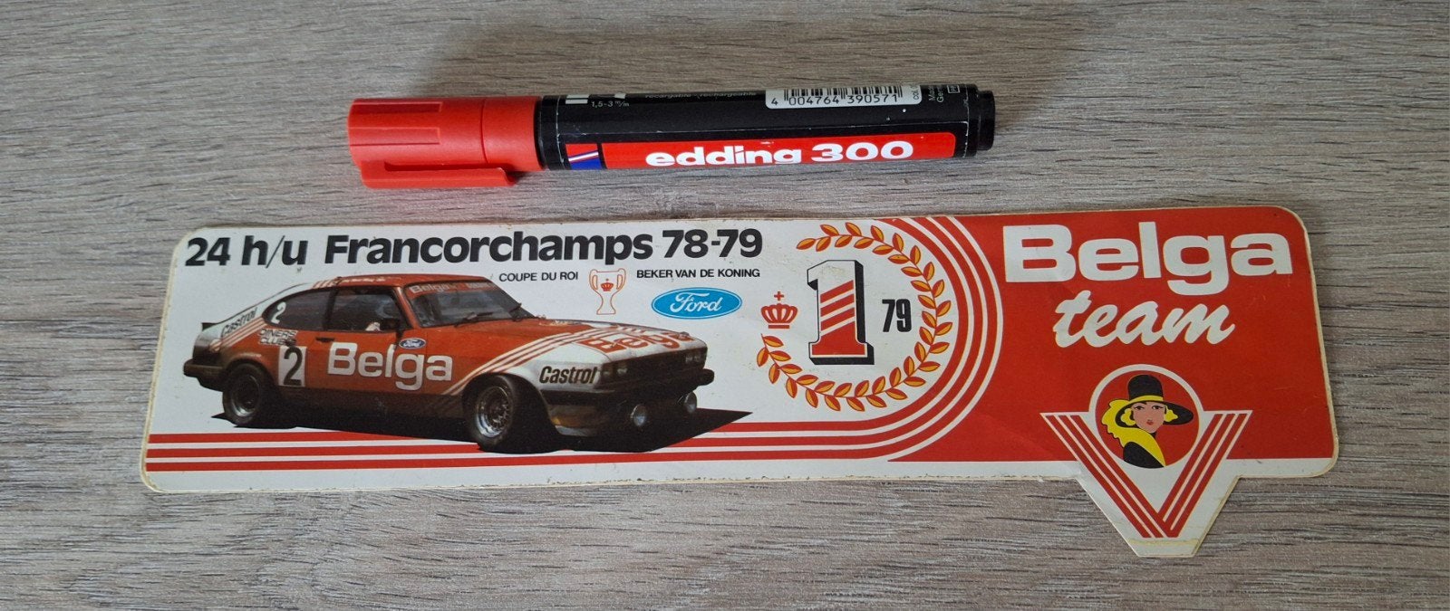 Vintage sticker Belga Ford Capri rallyteam Francorchamps 197, Ophalen of Verzenden, Zo goed als nieuw, Auto of Motor