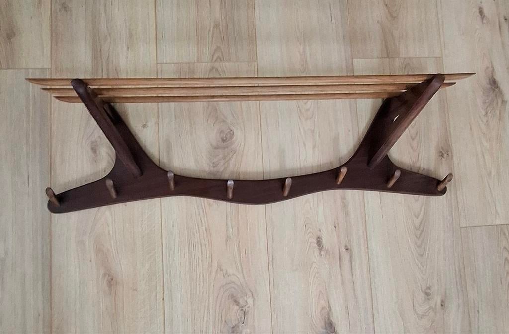 Vintage NL design wandkapstok teak '60 i.z.g.s, Huis en Inrichting, Woonaccessoires | Kapstokken, Gebruikt, Minder dan 100 cm