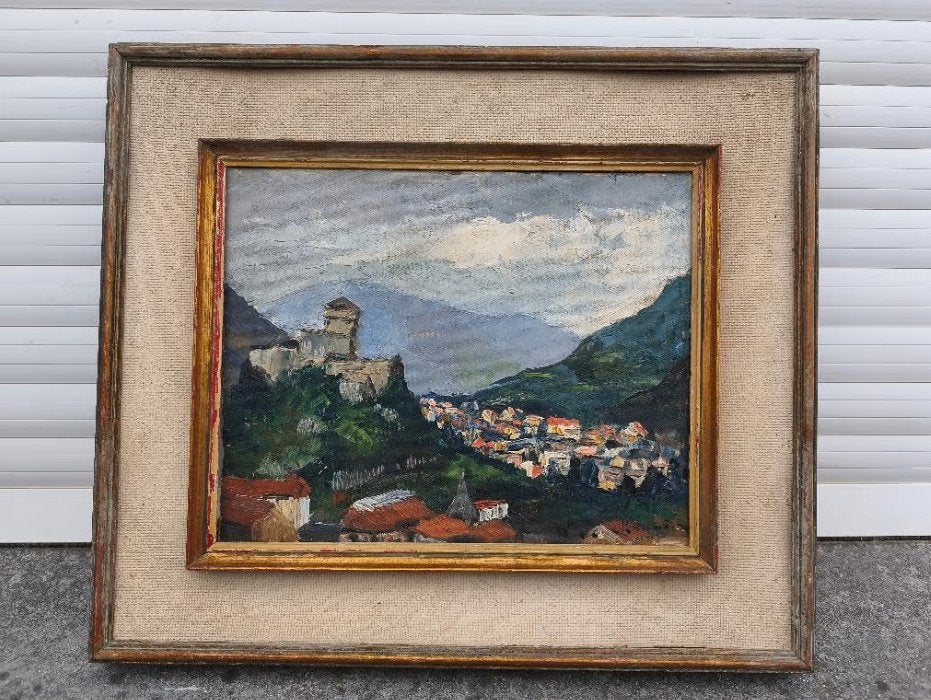 Huile sur panneau village signe Walter jonckheere, Antiquités & Art, Art | Peinture | Classique, Enlèvement ou Envoi, Panneau