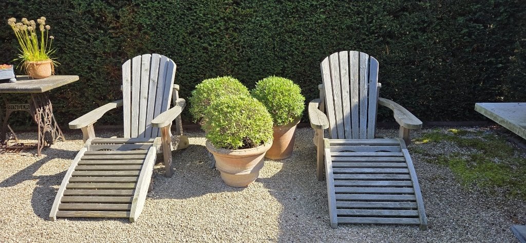 2x bear chair ceder met voetsteunen, Tuin en Terras, Ophalen