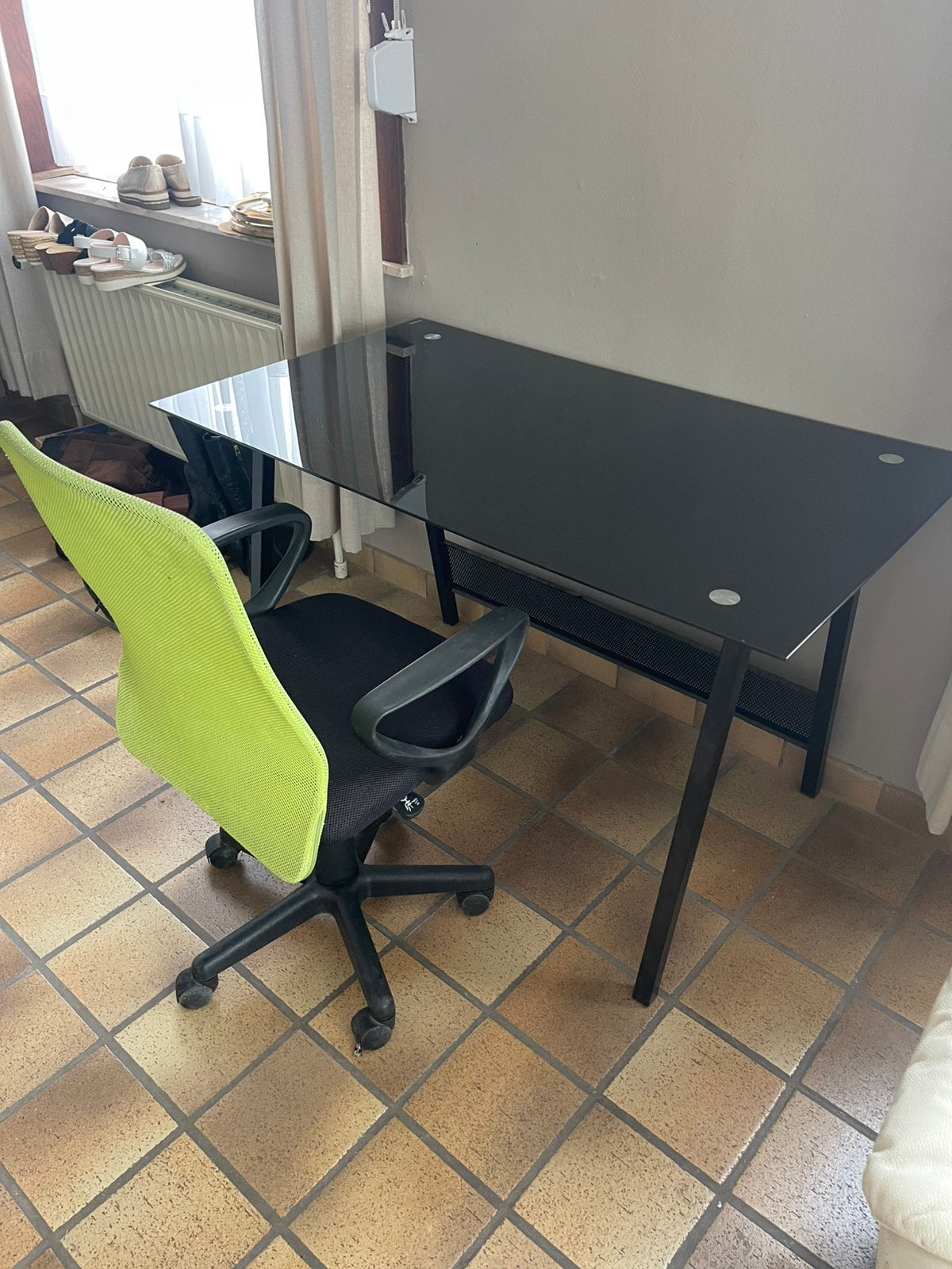 Ensemble Bureau + Chaise de bureau, Enlèvement, Utilisé, Vert, Verre