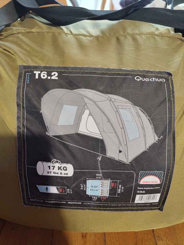 Quechua T 6.2 tent - zes personen, Caravans en Kamperen, Tenten, Ophalen, Gebruikt, Tot en met 6