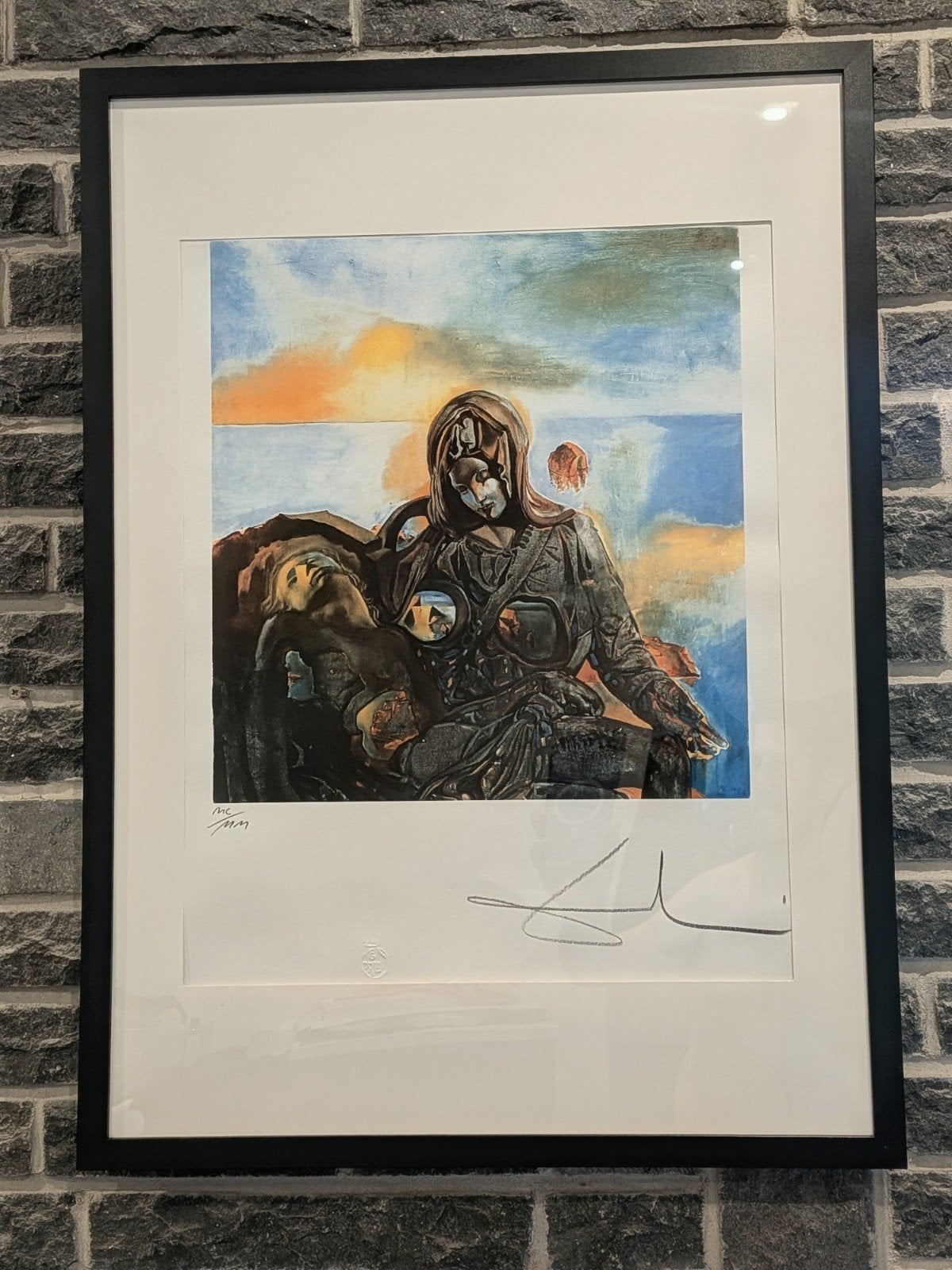 Lithographie Salvador Dali La Pieta La Pietà de Michel-ange, Antiquités & Art, Enlèvement ou Envoi, Sous verre, Papier