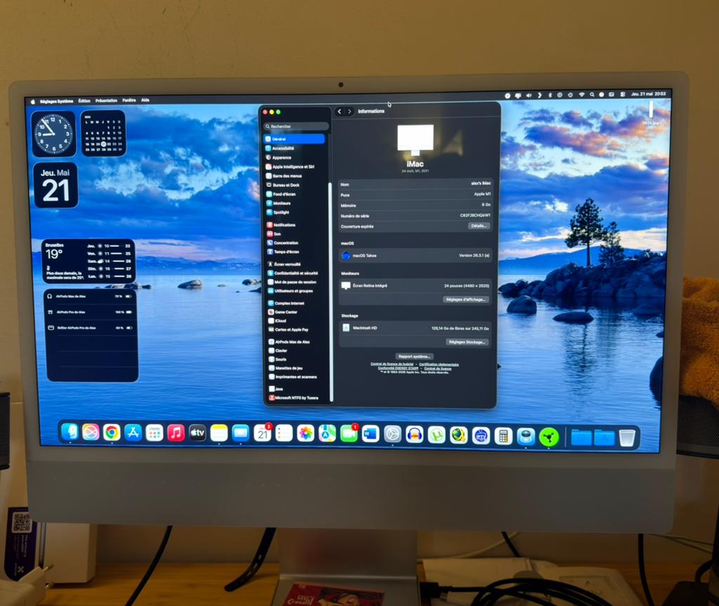 iMac m1 grijs + USB-hub + toetsenbord en muis met doos, Computers en Software, Apple Desktops, Ophalen of Verzenden, Zo goed als nieuw