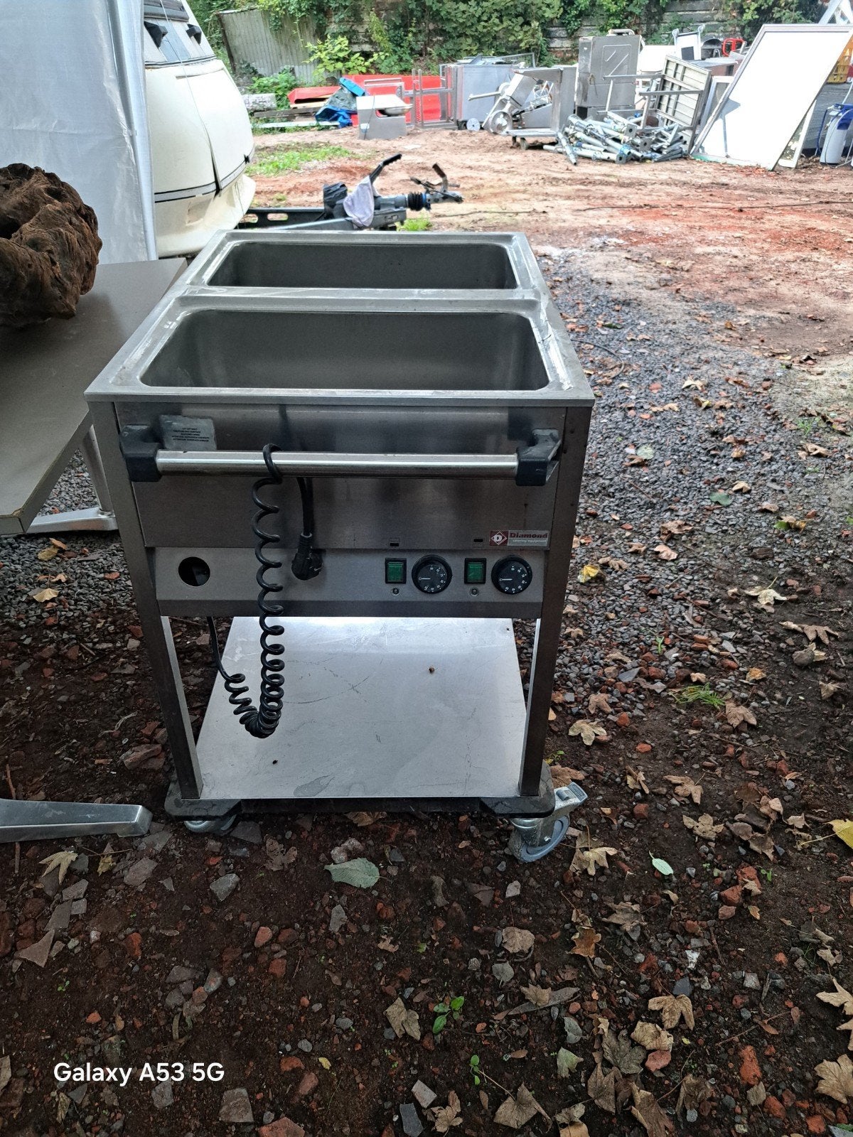 un chariot bain-marie professionnel mobile à deux cuves, Ophalen, Gebruikt