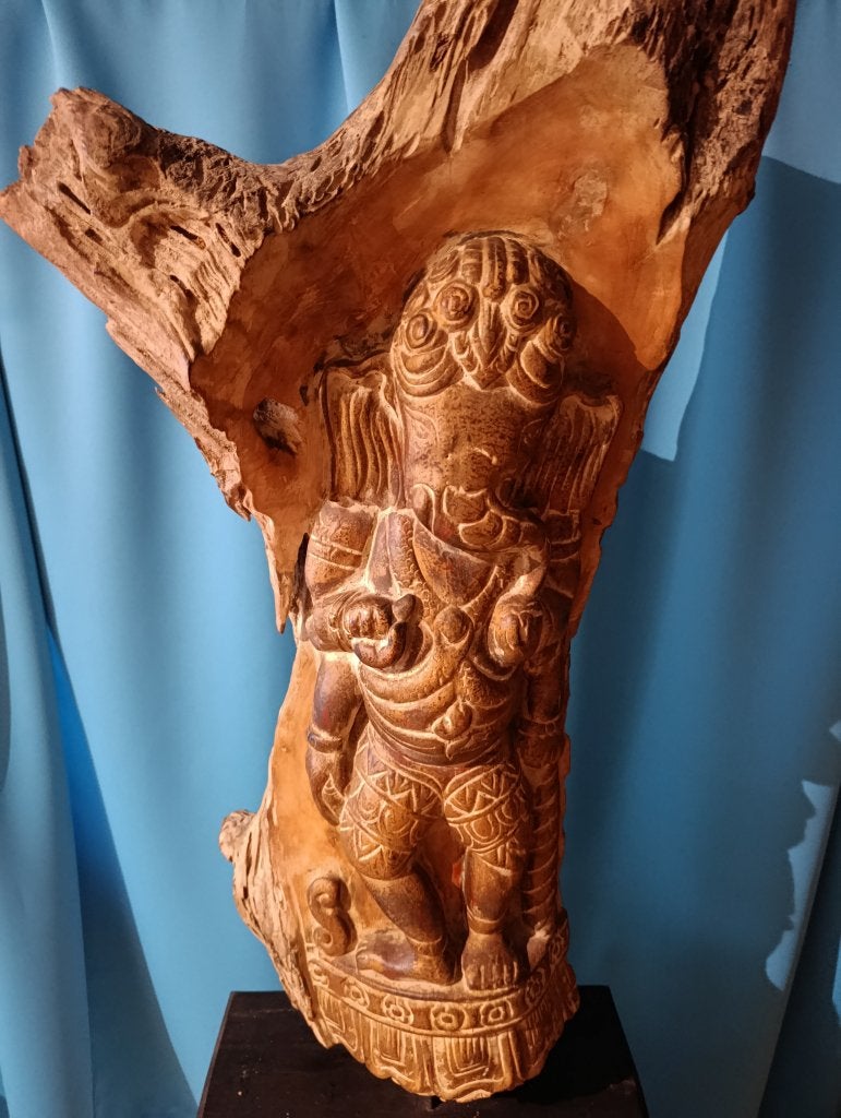Ganesha in massieve boomstam 100cm!, Fait à la main, Enlèvement, Utilisé, Bois