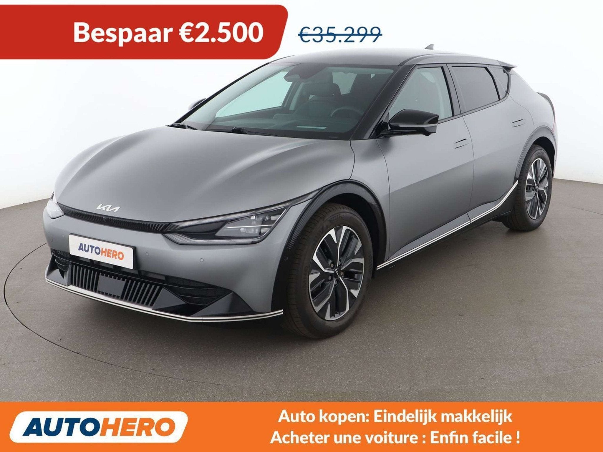 Kia Ev6 electric drive 239 kW GT Line 4WD (bj 2023), Auto's, Gebruikt, Zwart, Leder, 5 zetels