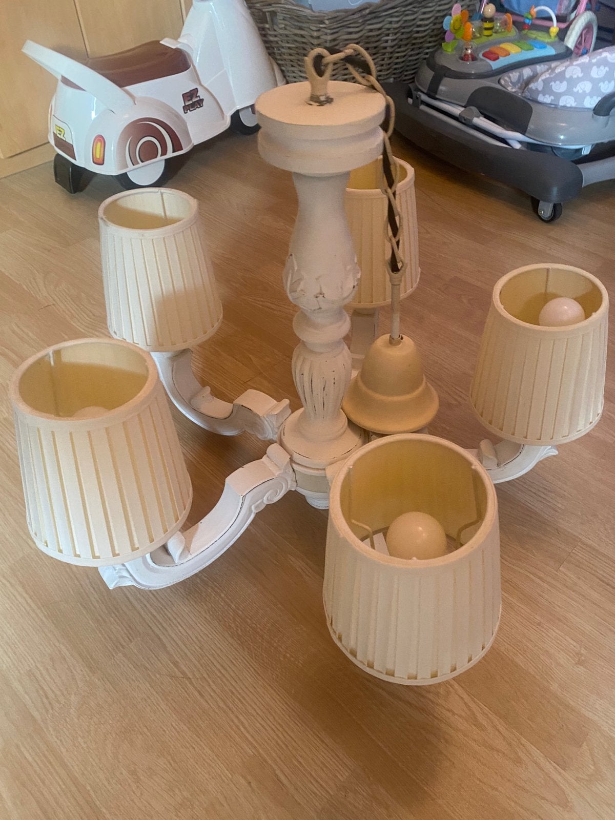 Luster met 5 kapjes erbij, Ophalen, Zo goed als nieuw