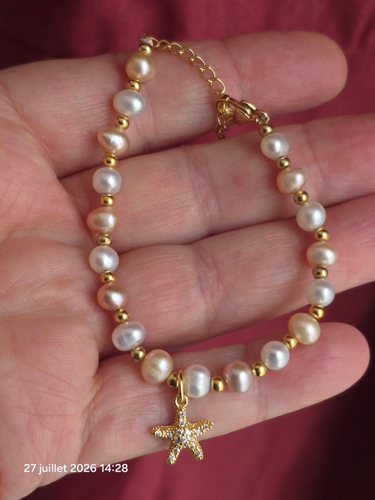 Verstelbare armband met natuurlijke parels, Ophalen, Nieuw, Met bedels of kralen