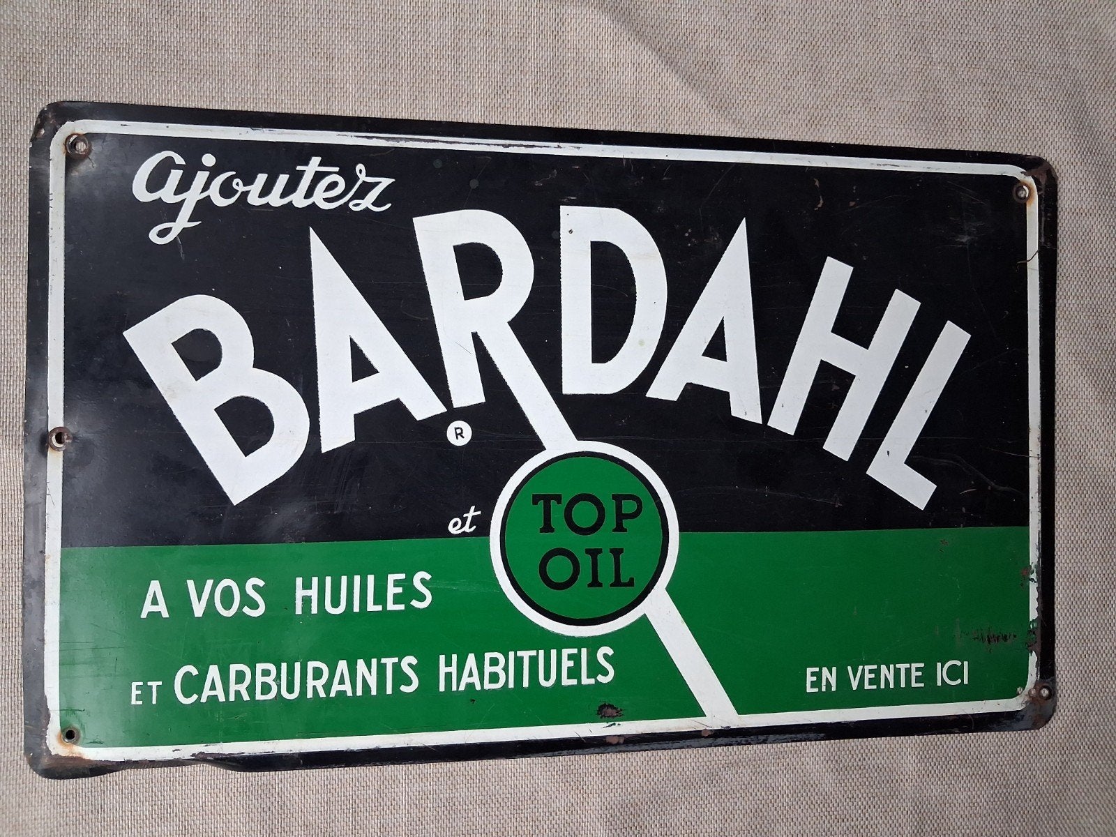 Vintage metalen reclamebord BARDAHL ca 1950, Ophalen of Verzenden, Reclamebord