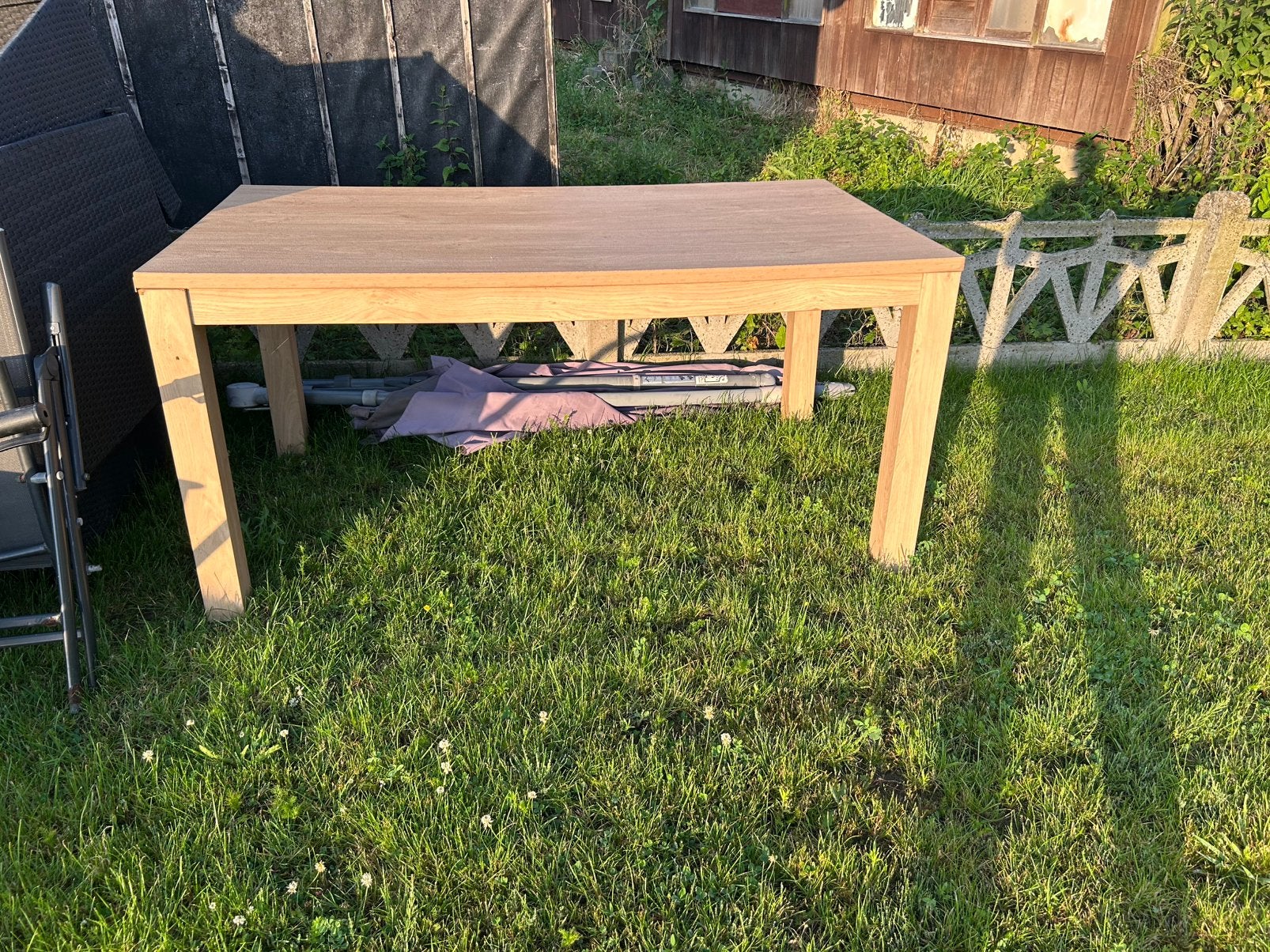 Gratis! Houten tafel, Huis en Inrichting, Tafels | Eettafels, Gebruikt, Vijf personen of meer, Rechthoekig, Overige houtsoorten