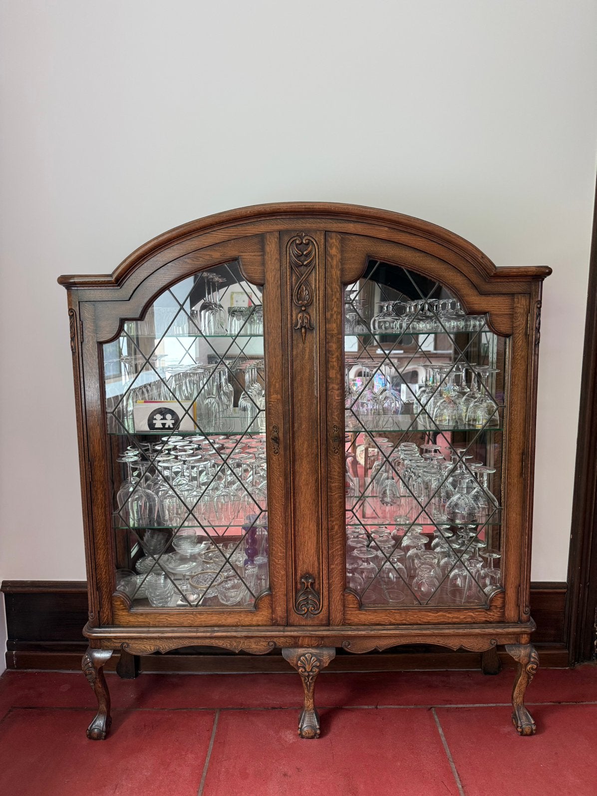 Antieke kast met glas, Antiek en Kunst, Antiek | Meubels | Kasten, Ophalen