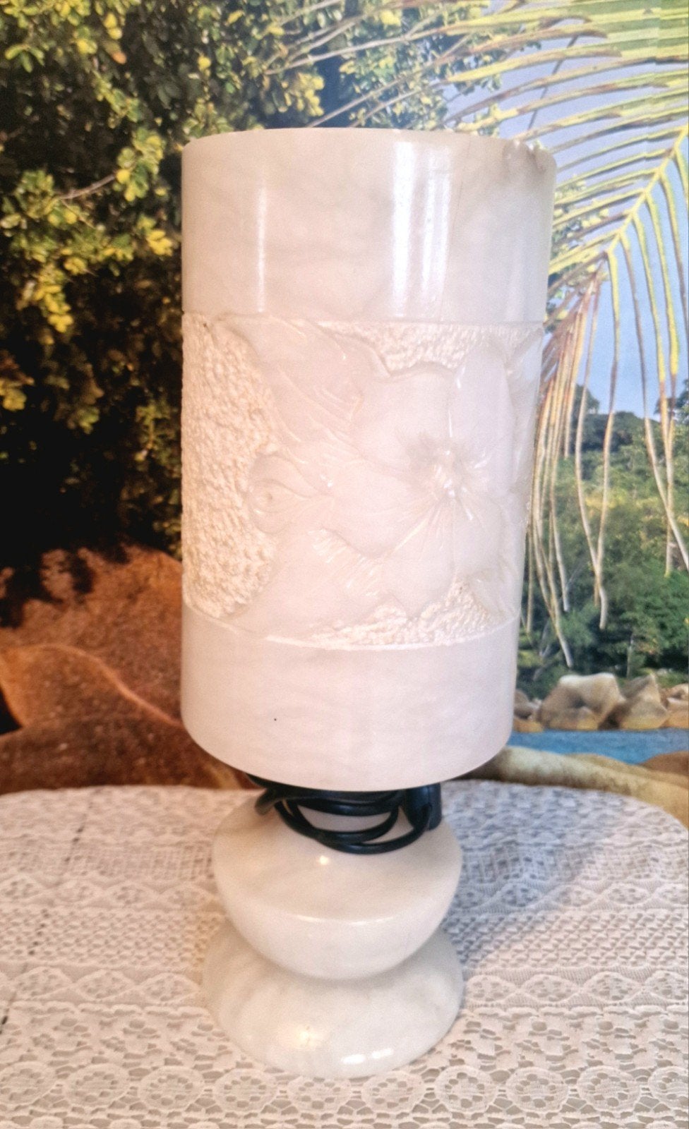 lampe décoration en pierre d'albatre, Ophalen, Met schakelaar, E14 (klein), Wit