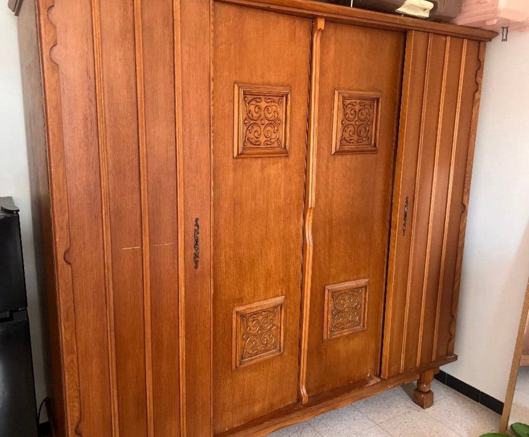 Grote houten kleerkast 196 59 200 cm - demonteerbaar, Ophalen, Gebruikt