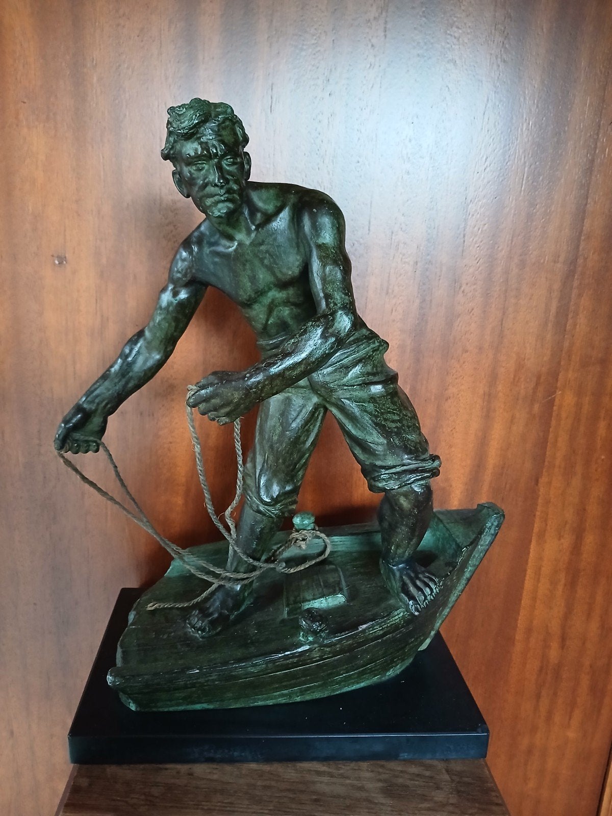 pêcheur,  en plâtre patiné., Ophalen of Verzenden