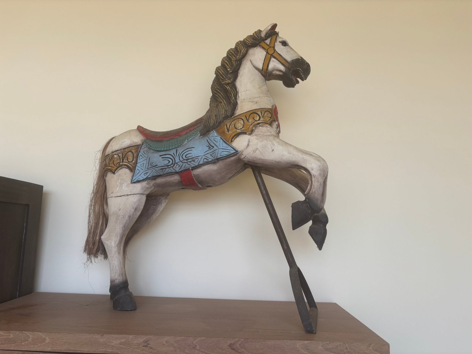 Authentiek carrousel paard, Antiek en Kunst, Ophalen, Overige onderwerpen, Houtsnijwerk, 50 - 100 cm